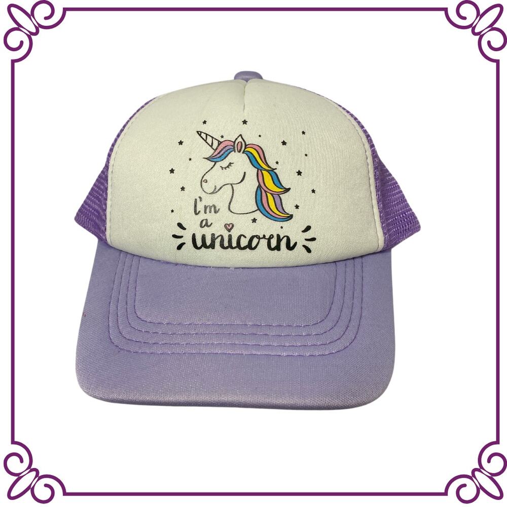 One Baby Trucker Hat I'm a Unicorn Purple & White NEW
